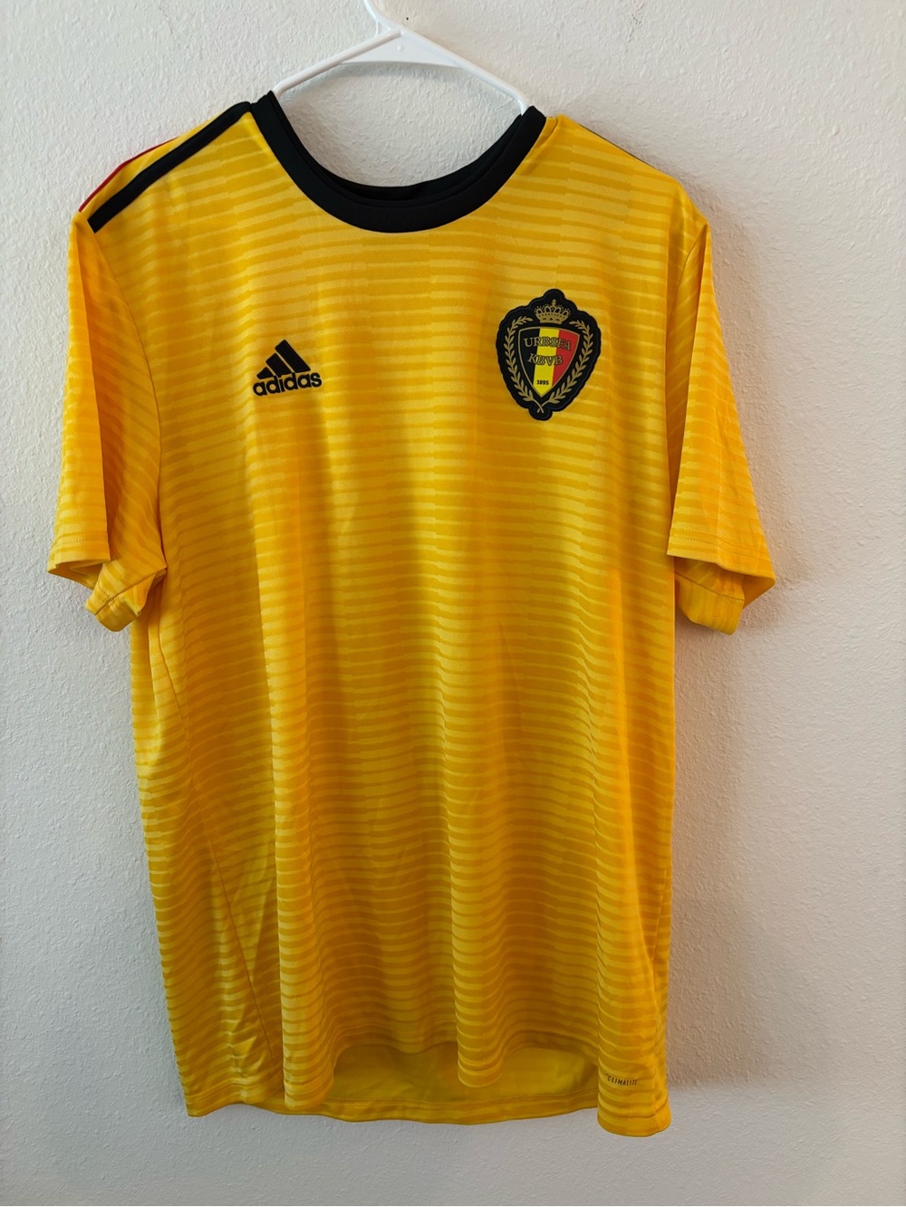 adidas 2018 World Men’s World Cup Yellow Belgium Football Jersey with Black Trim